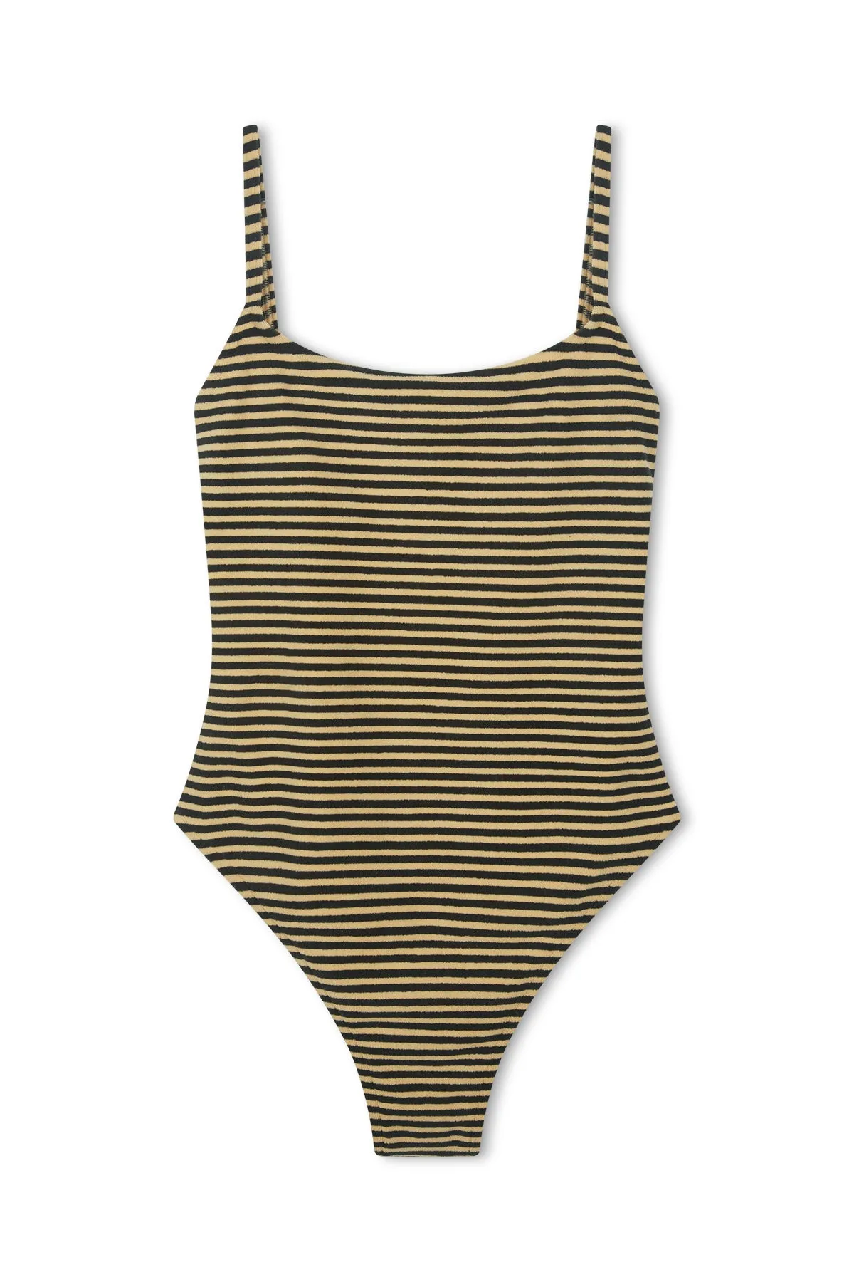 Towelling Simple One Piece - Black Stripe sold by Zulu and Zephyr