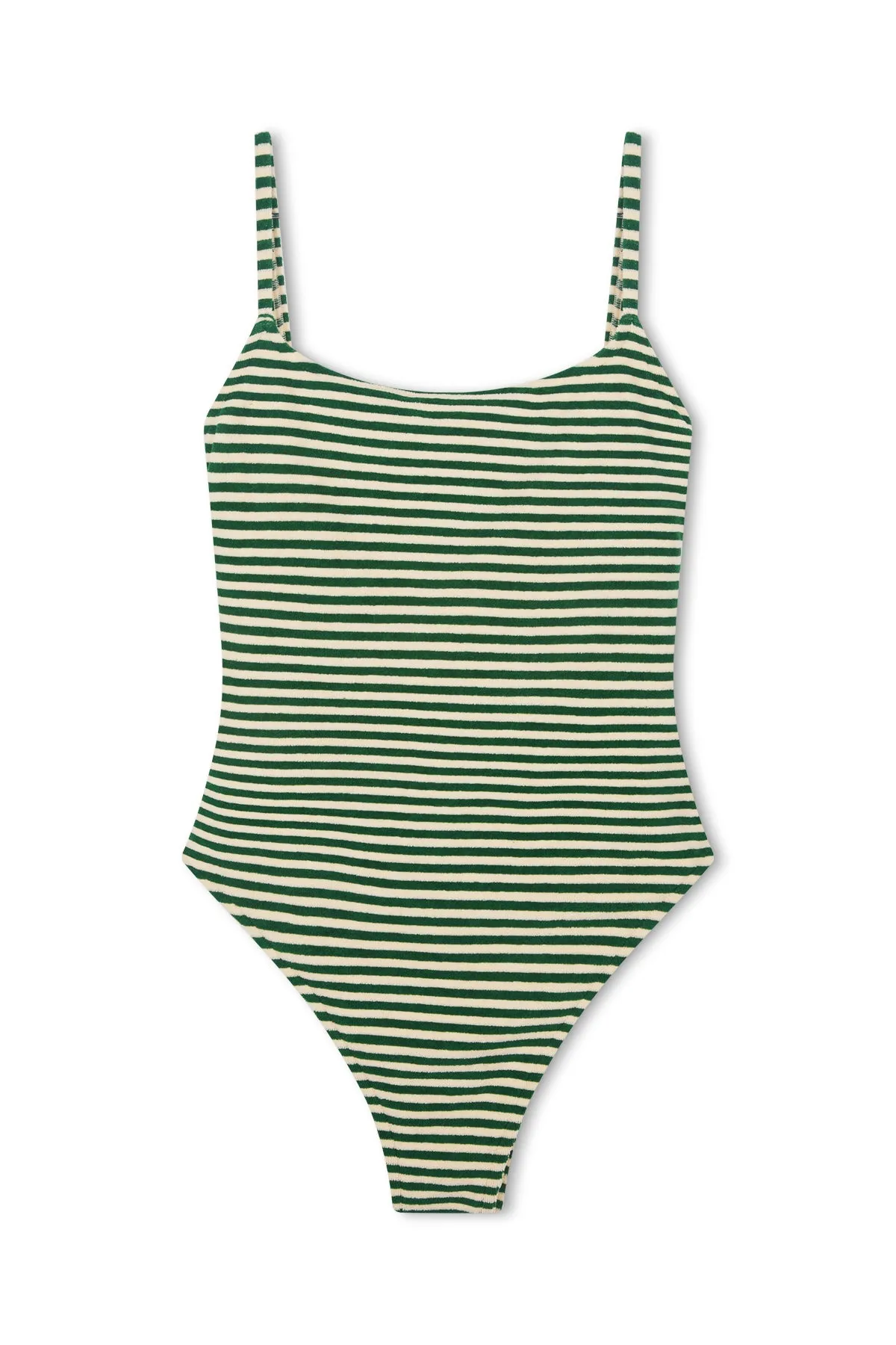 Towelling Simple One Piece - Green Stripe sold by Zulu and Zephyr