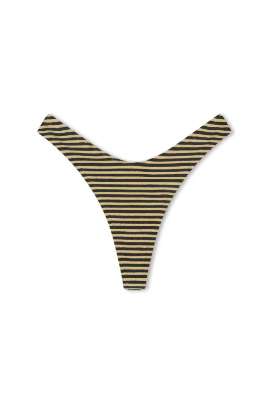 Towelling Thong Brief - Black Stripe sold by Zulu and Zephyr