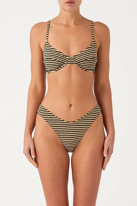 Towelling Curve Brief - Black Stripe sold by Zulu and Zephyr