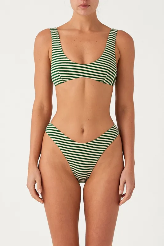 Towelling Curve Brief - Green Stripe sold by Zulu and Zephyr