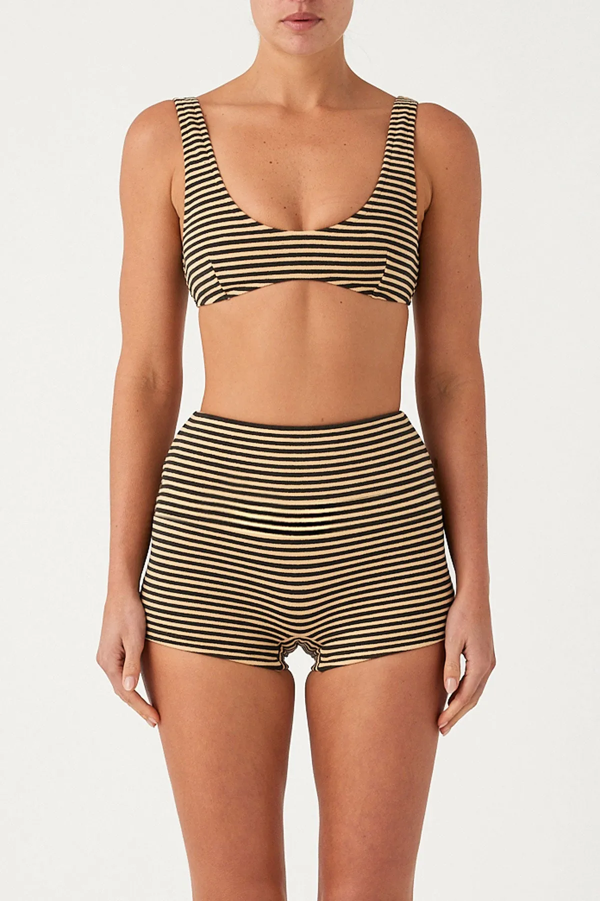 Towelling Scoop Bralette Top - Black Stripe sold by Zulu and Zephyr product image thumbnail 3