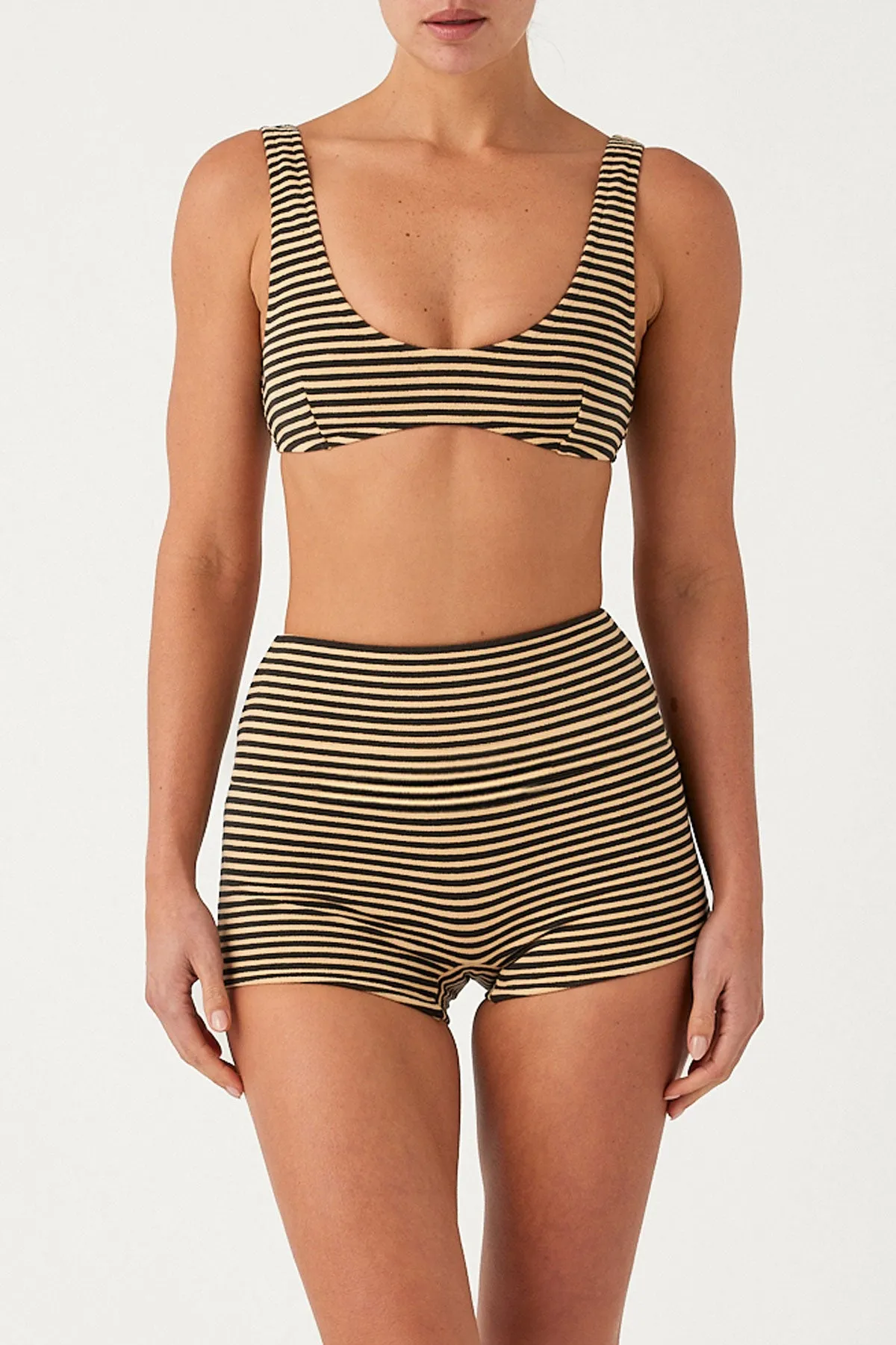 Towelling Scoop Bralette Top - Black Stripe sold by Zulu and Zephyr product image thumbnail 4