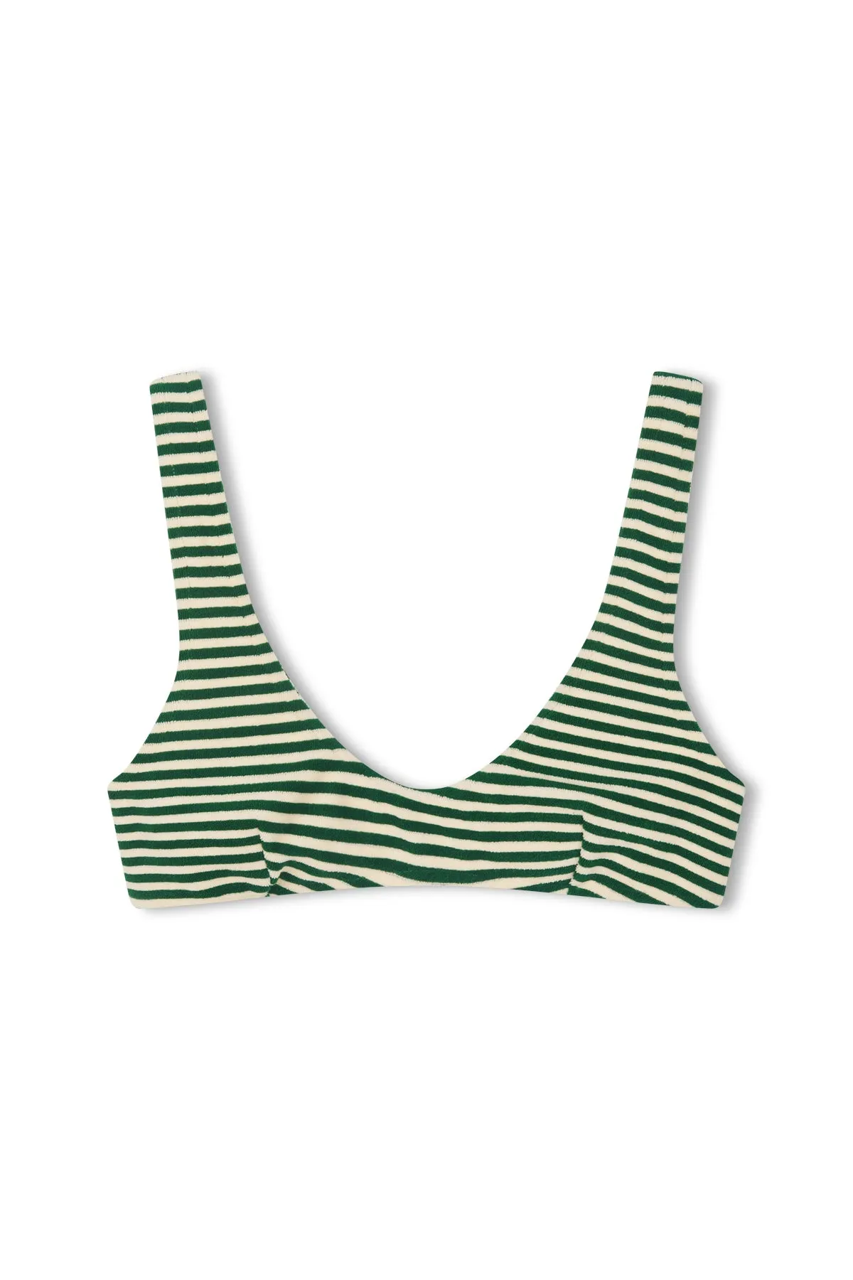 Towelling Scoop Bralette Top - Green Stripe sold by Zulu and Zephyr