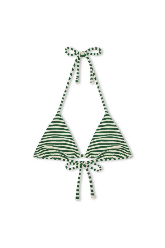 Towelling Tie Triangle Top - Green Stripe sold by Zulu and Zephyr
