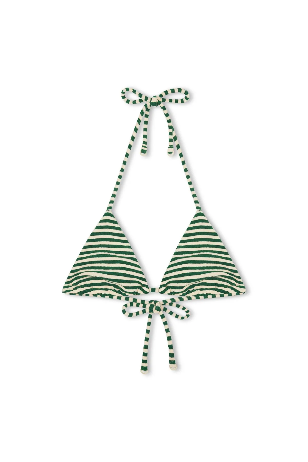 Towelling Tie Triangle Top - Green Stripe sold by Zulu and Zephyr
