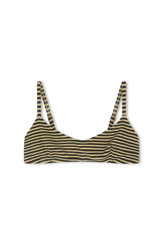 Towelling Minimal Bralette Top - Black Stripe sold by Zulu and Zephyr