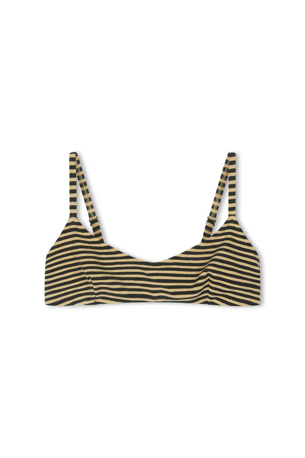 Towelling Minimal Bralette Top - Black Stripe sold by Zulu and Zephyr