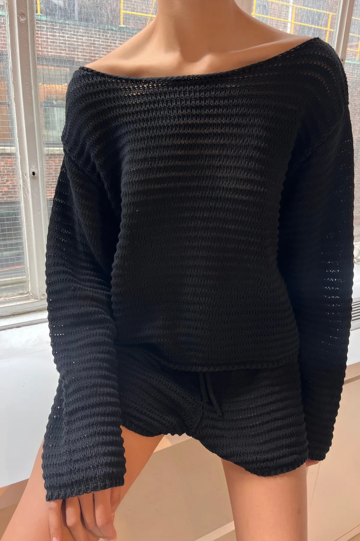 Cotton Lattice Knit Top - Black sold by Zulu and Zephyr product image thumbnail 2