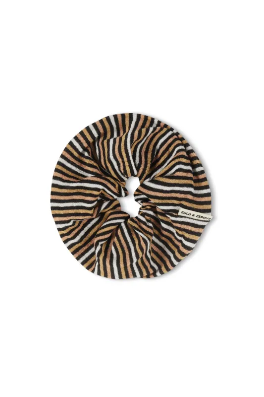 Large Knit Scrunchie - Black Stripe sold by Zulu and Zephyr