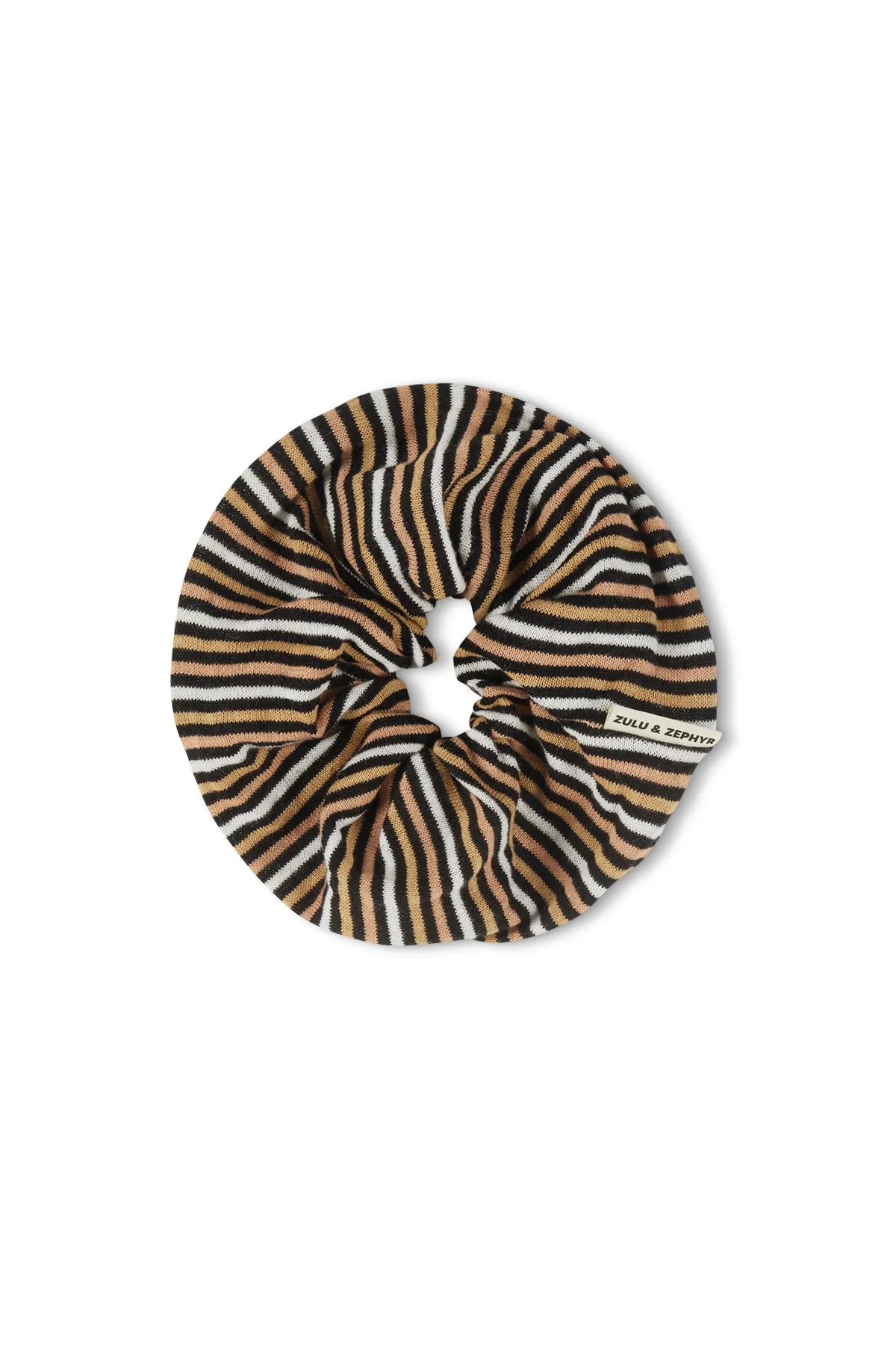 Large Knit Scrunchie - Black Stripe sold by Zulu and Zephyr