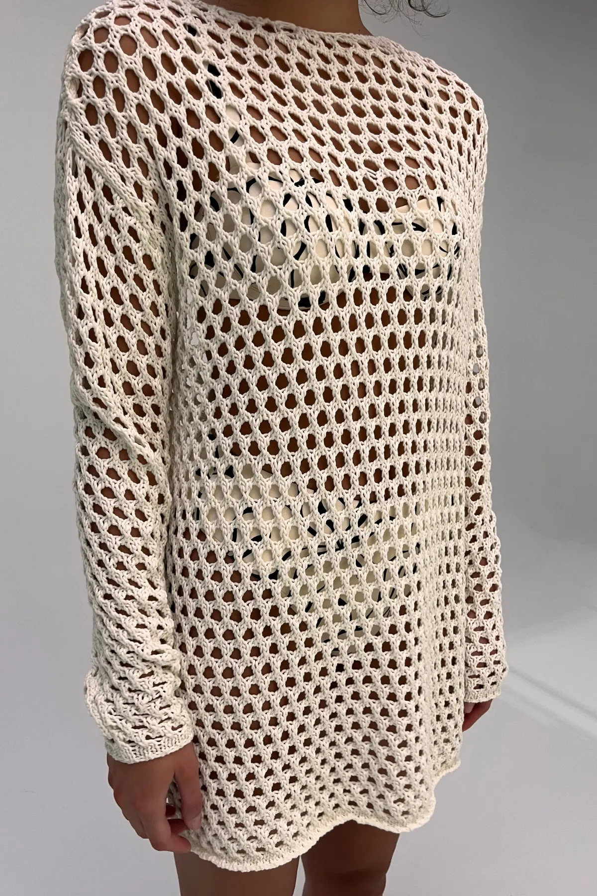 Crochet Knit Tunic Dress - Coconut sold by Zulu and Zephyr product image thumbnail 2