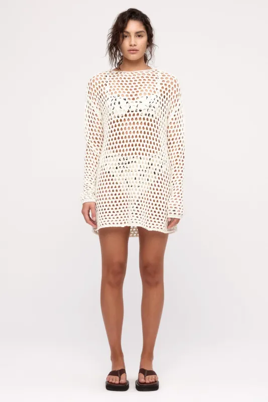 Crochet Knit Tunic Dress - Coconut made by Zulu and Zephyr