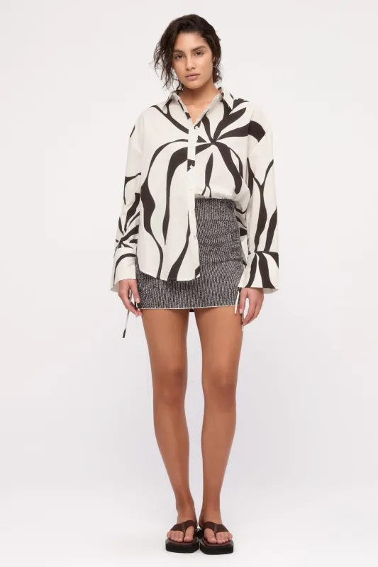 Textured Knit Mini Skirt - Black Pinstripe made by Zulu and Zephyr