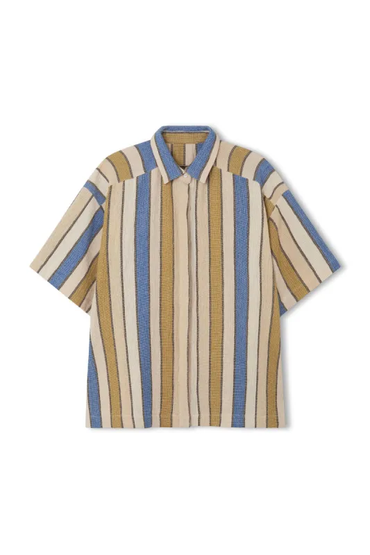 Lagoon Stripe Organic Cotton Shirt sold by Zulu and Zephyr