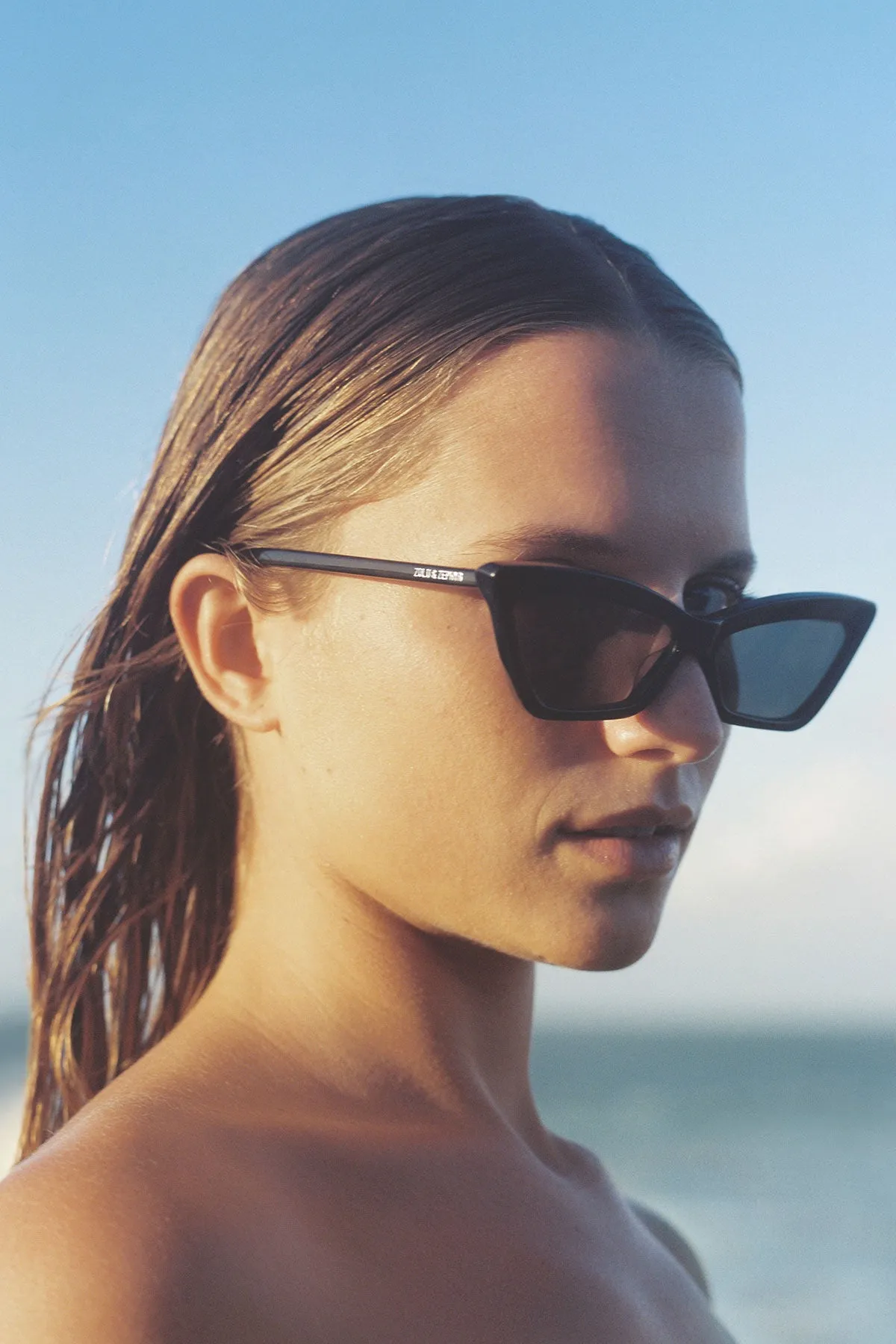 Slim Cat Eye Sunglasses - Black sold by Zulu and Zephyr product image thumbnail 4