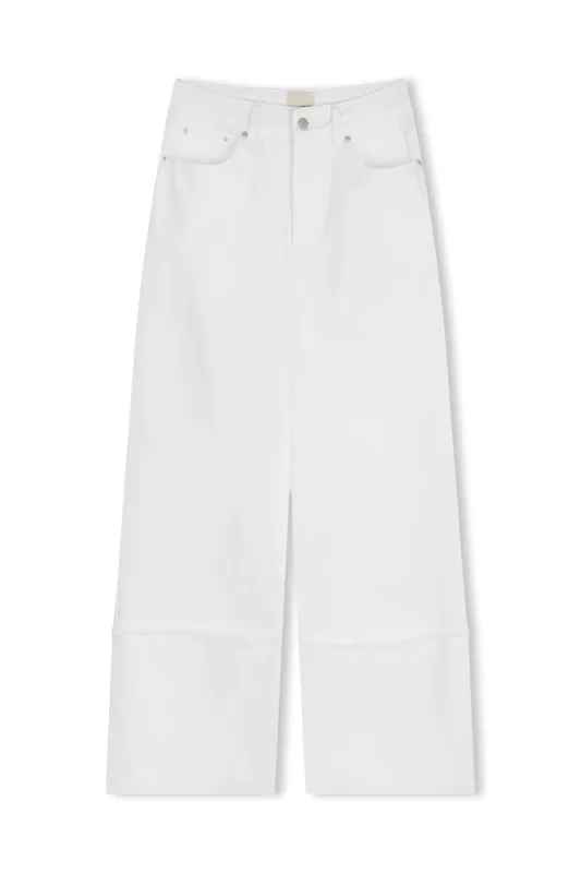 White Recycled Cotton Relaxed Straight Jean sold by Zulu and Zephyr