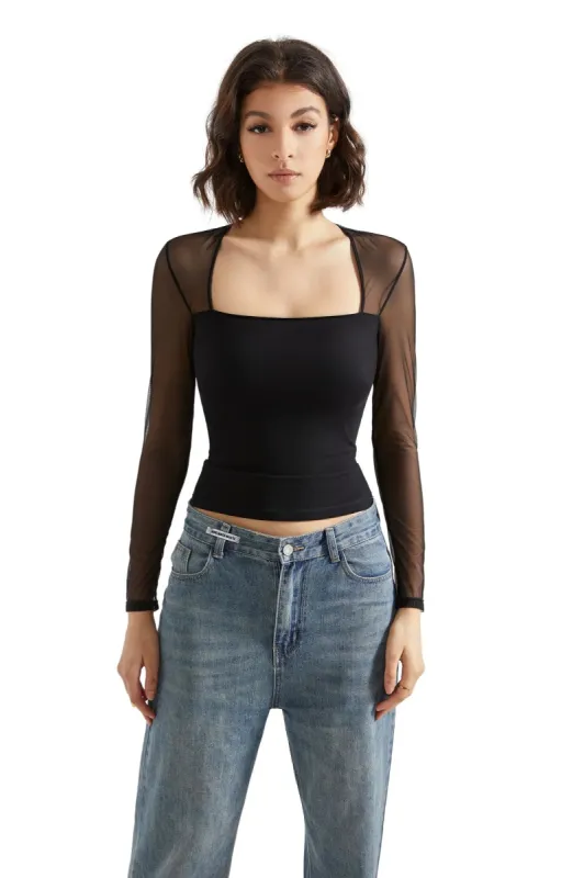 Mesh Square Neck Shirt - Long Sleeve sold by Suuksess
