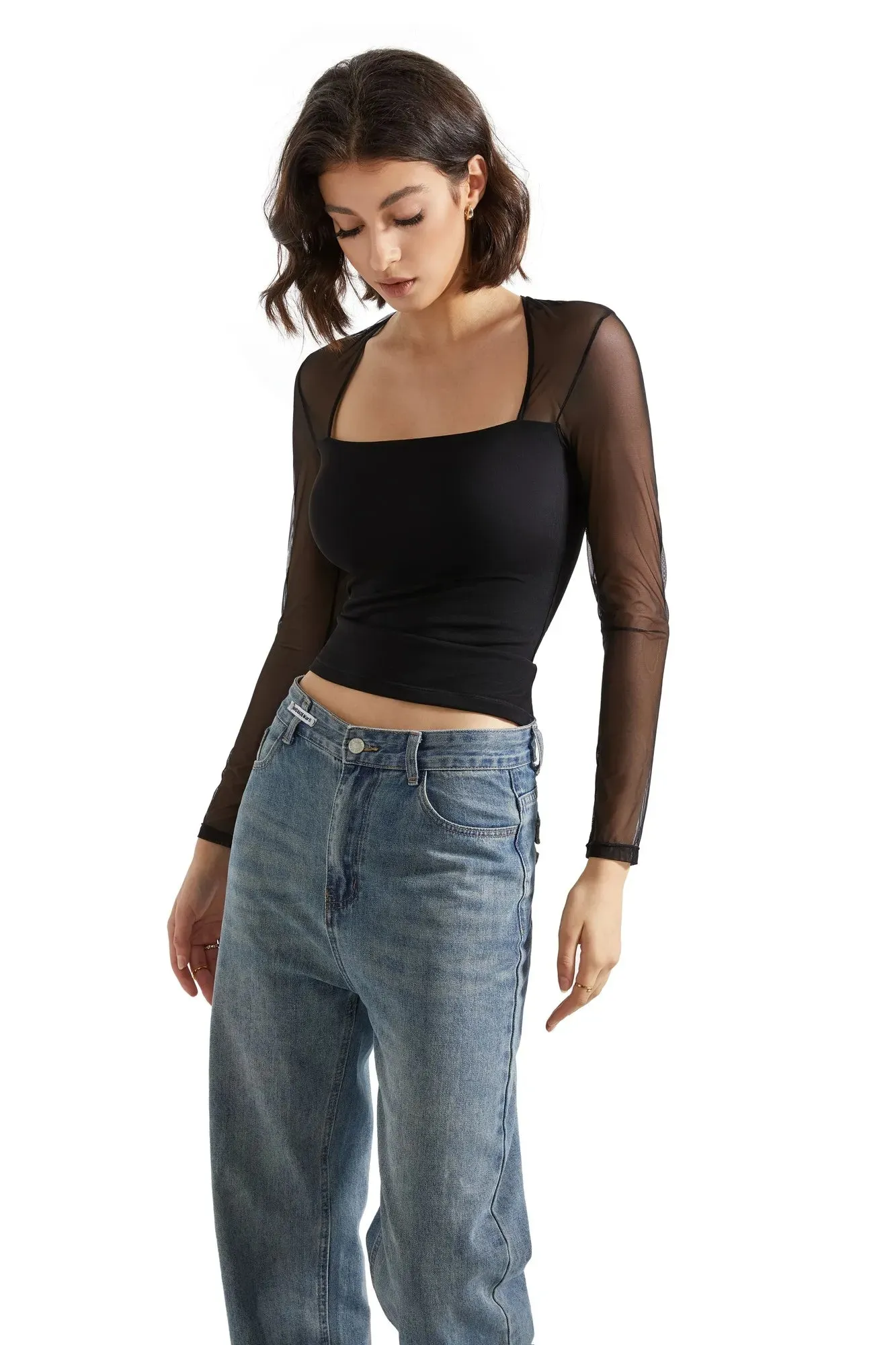 Mesh Square Neck Shirt - Long Sleeve sold by Suuksess product image thumbnail 2