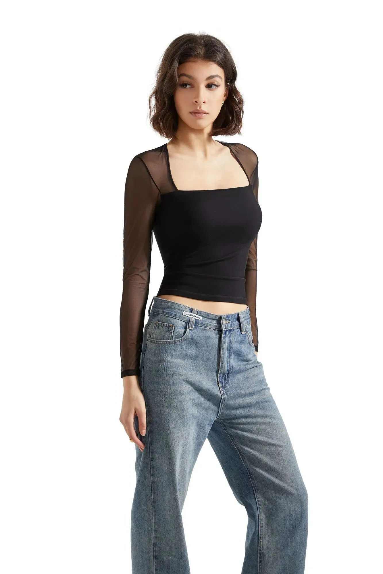 Mesh Square Neck Shirt - Long Sleeve sold by Suuksess product image thumbnail 3