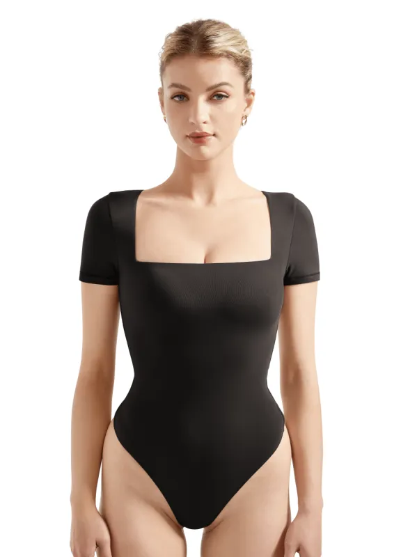 Buttery Soft Square Neck Bodysuit - Short Sleeve sold by Suuksess