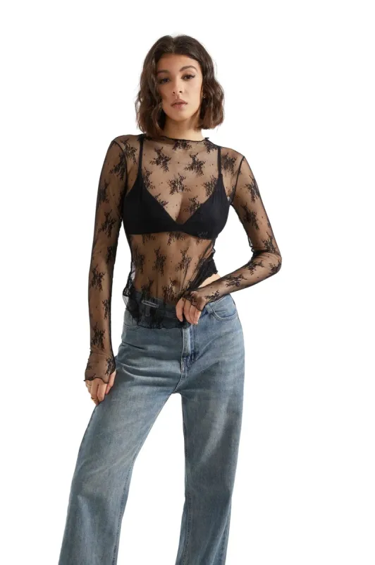 Mesh Lace Cover Shirt - Long Sleeve sold by Suuksess