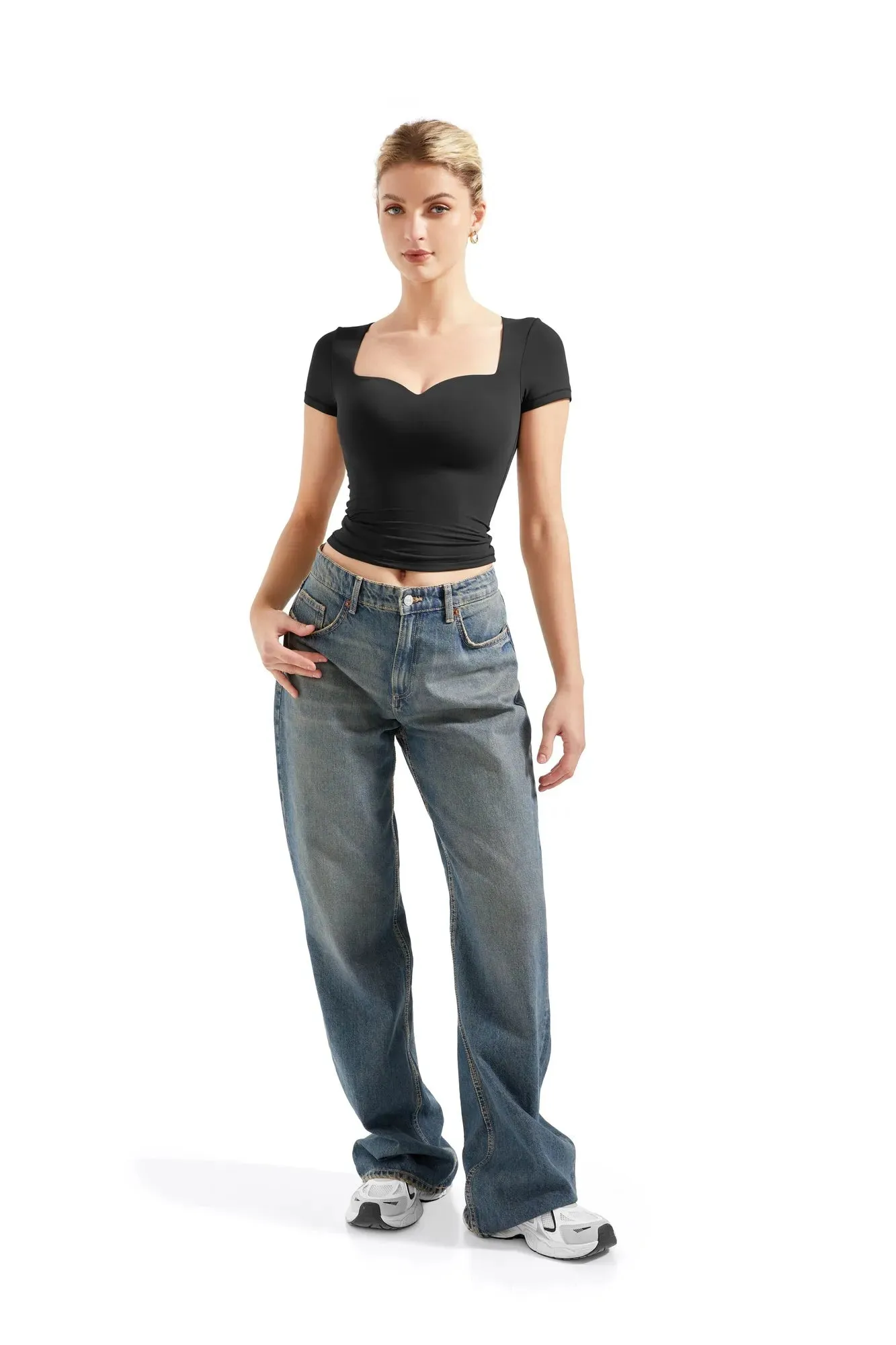 Buttery Soft Heart Neck Shirt - Short Sleeve sold by Suuksess product image thumbnail 2