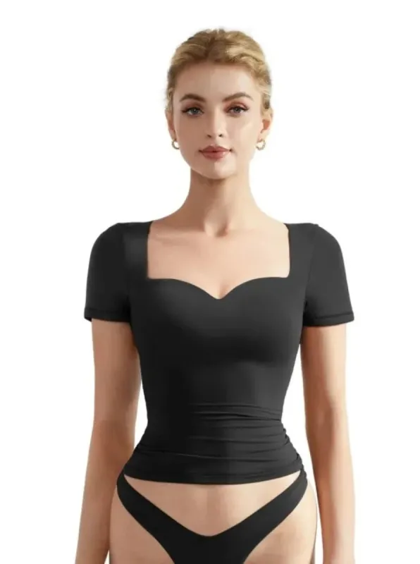 Buttery Soft Heart Neck Shirt - Short Sleeve sold by Suuksess