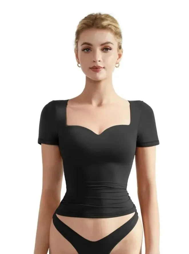 Buttery Soft Heart Neck Shirt - Short Sleeve sold by Suuksess