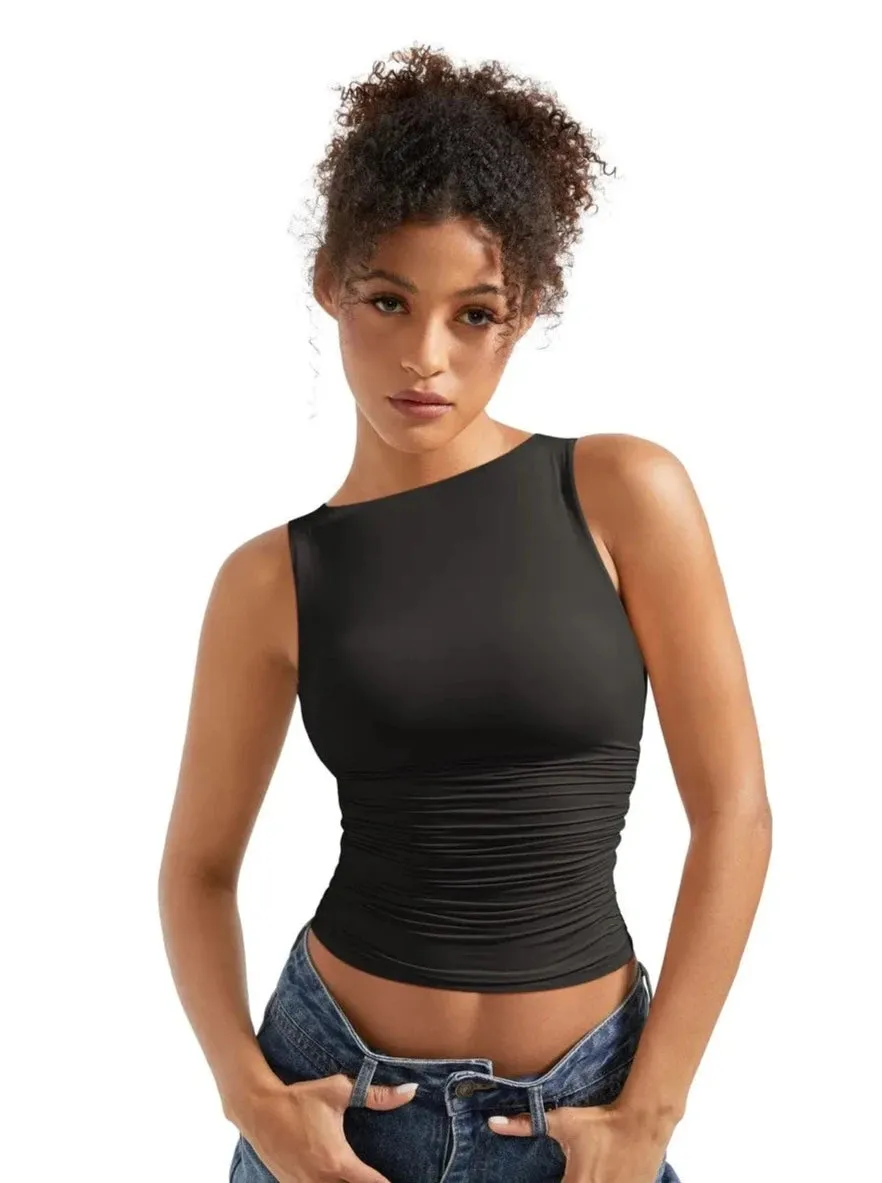 Buttery Soft Side Ruched Tank Top sold by Suuksess