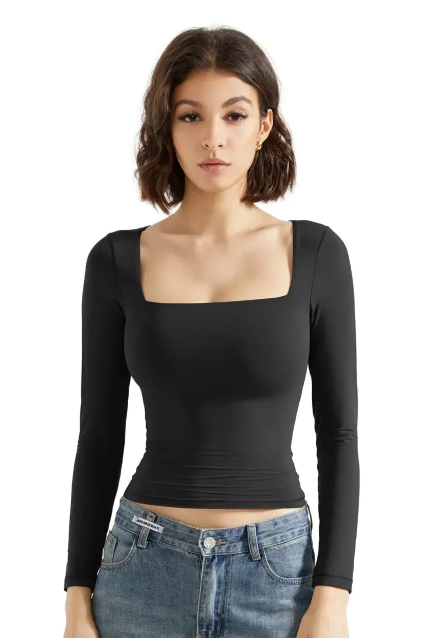 Buttery Soft Square Neck Shirt - Long Sleeve sold by Suuksess