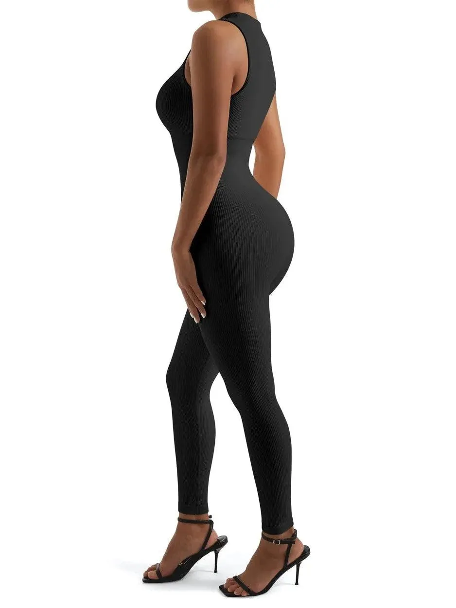 Seamless Ribbed Zip-Up Jumpsuit sold by Suuksess product image thumbnail 3