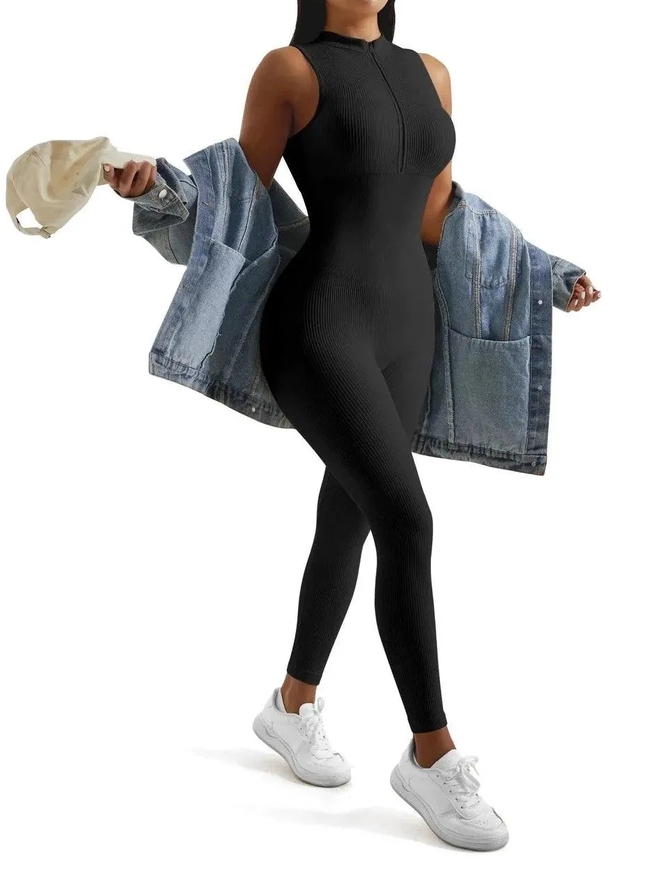 Seamless Ribbed Zip-Up Jumpsuit sold by Suuksess product image thumbnail 5