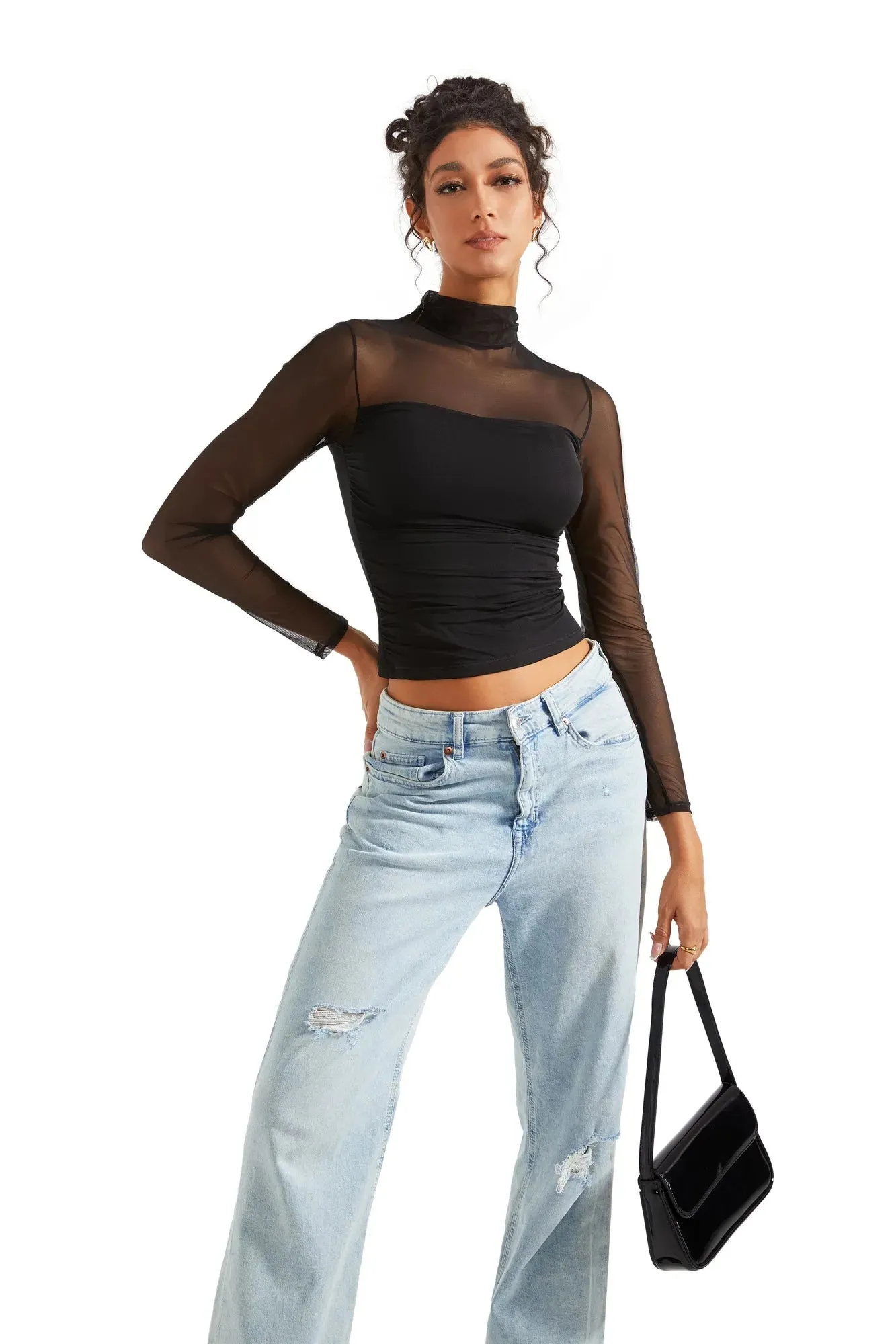 Mesh Mock Neck Shirt - Long Sleeve sold by Suuksess product image thumbnail 3