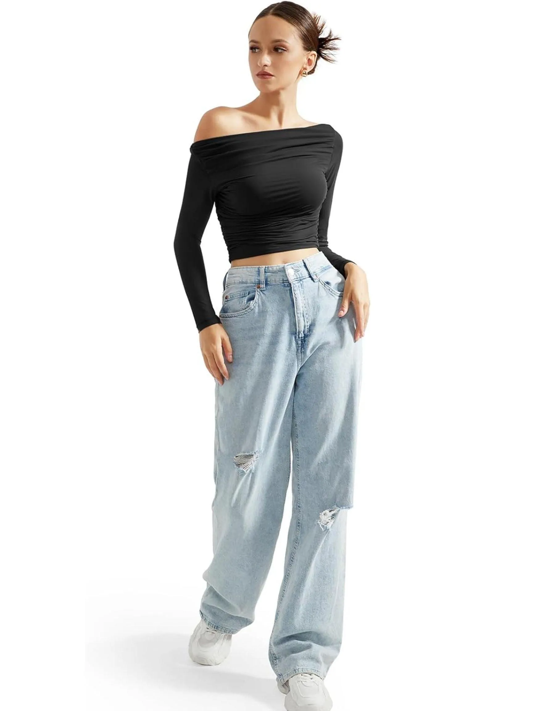 Buttery Soft Ruched Off Shoulder Shirt - Long Sleeve sold by Suuksess product image thumbnail 4