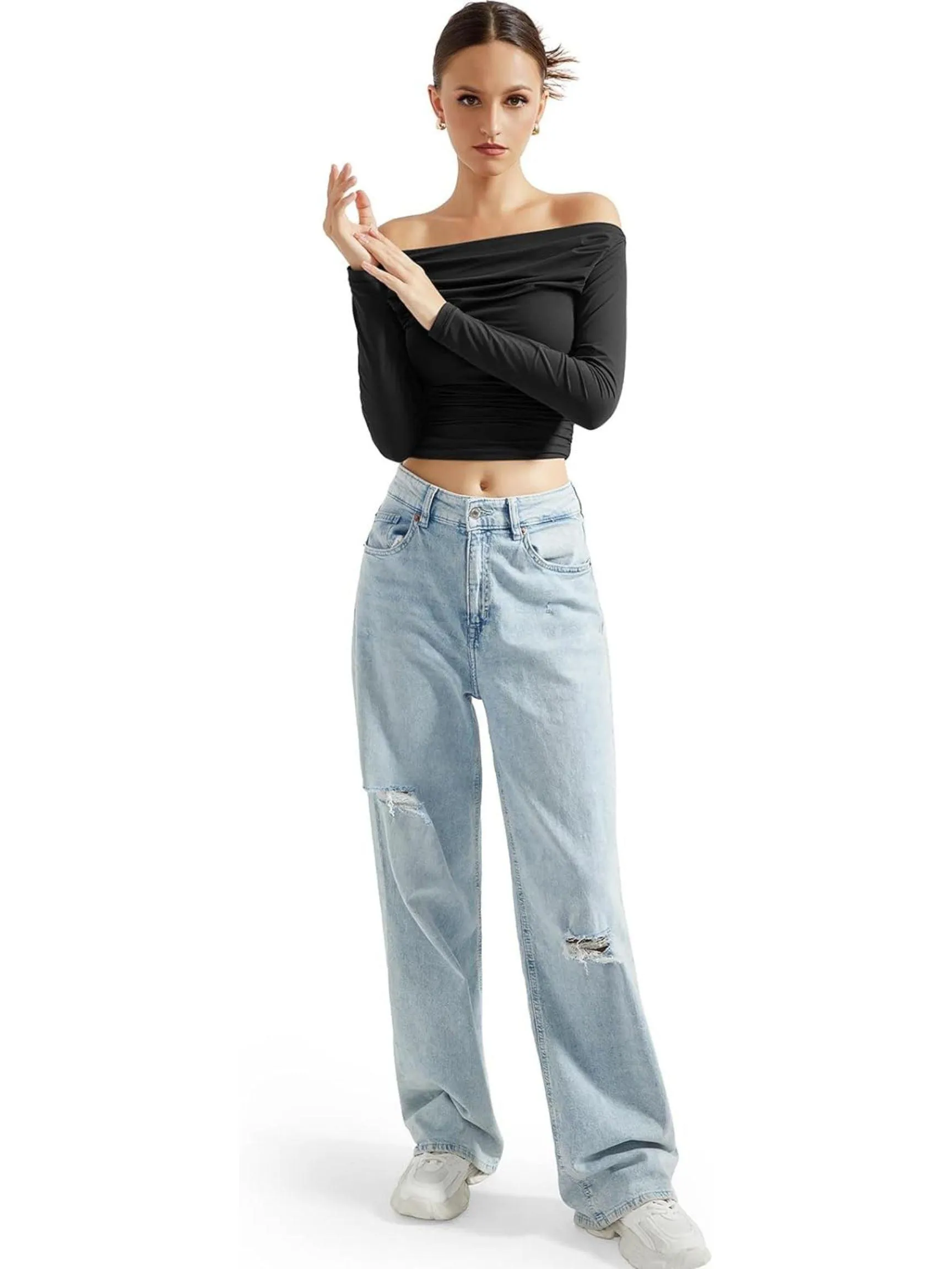 Buttery Soft Ruched Off Shoulder Shirt - Long Sleeve sold by Suuksess product image thumbnail 3