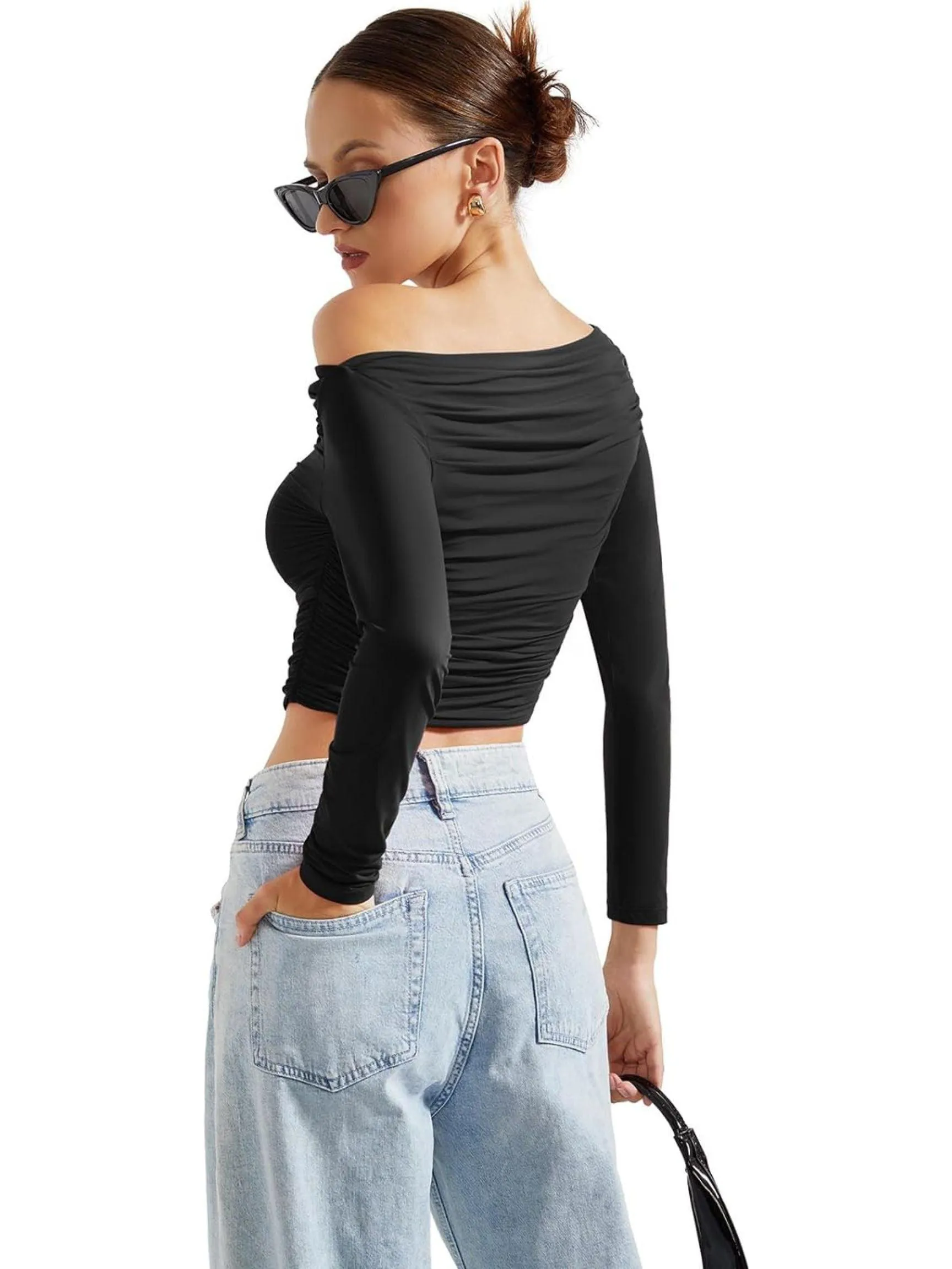 Buttery Soft Ruched Off Shoulder Shirt - Long Sleeve sold by Suuksess product image thumbnail 2