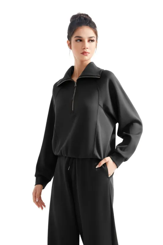 Modal Half Zip Collar Lounge Set sold by Suuksess