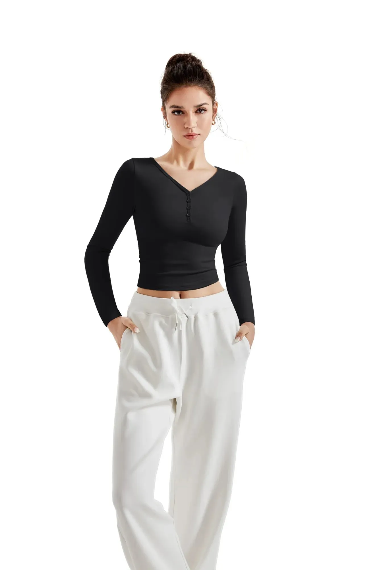 Henley V Neck Shirt - Long Sleeve sold by Suuksess