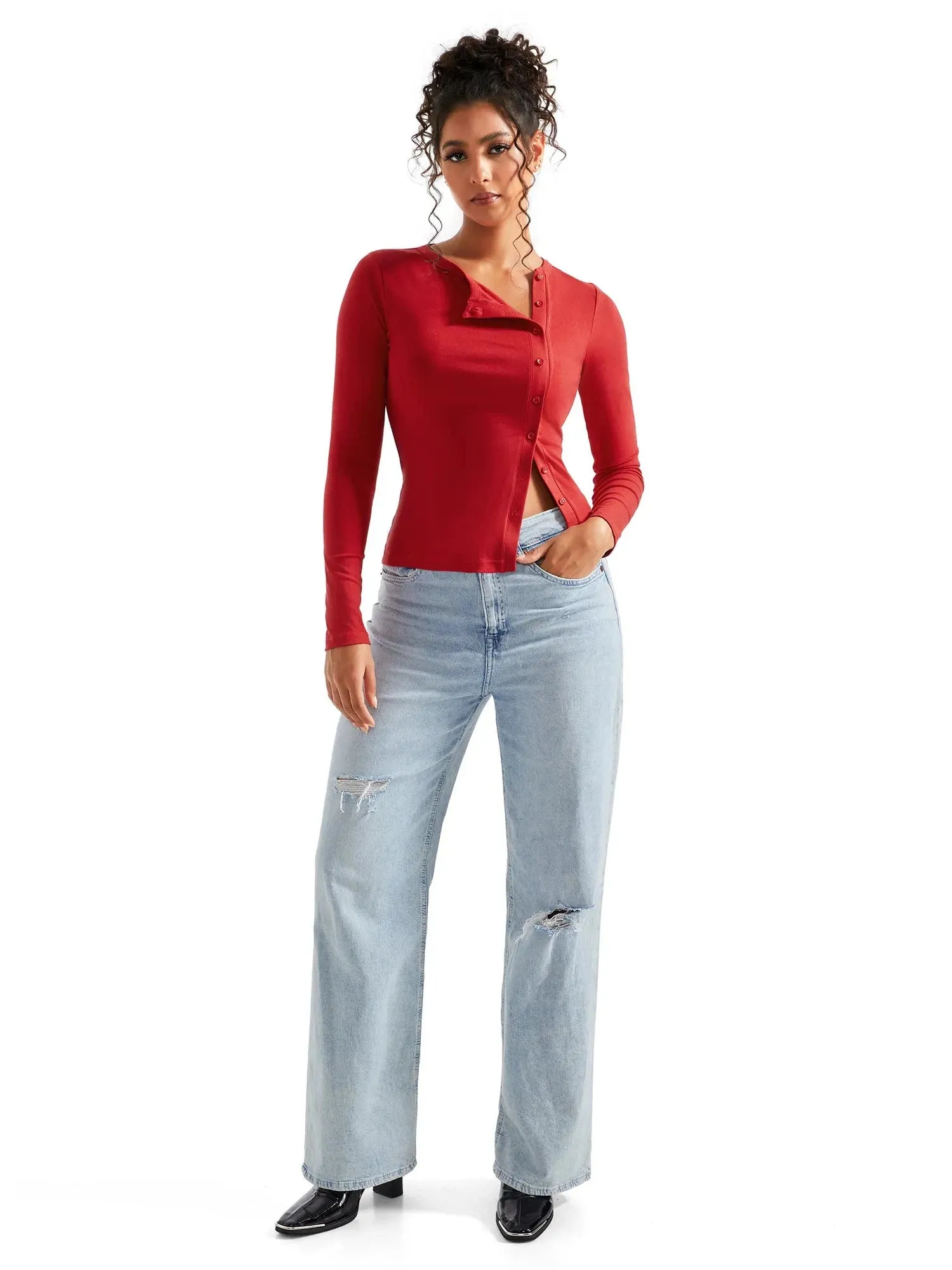Ribbed Button Down Shirt - Long Sleeve sold by Suuksess product image thumbnail 5