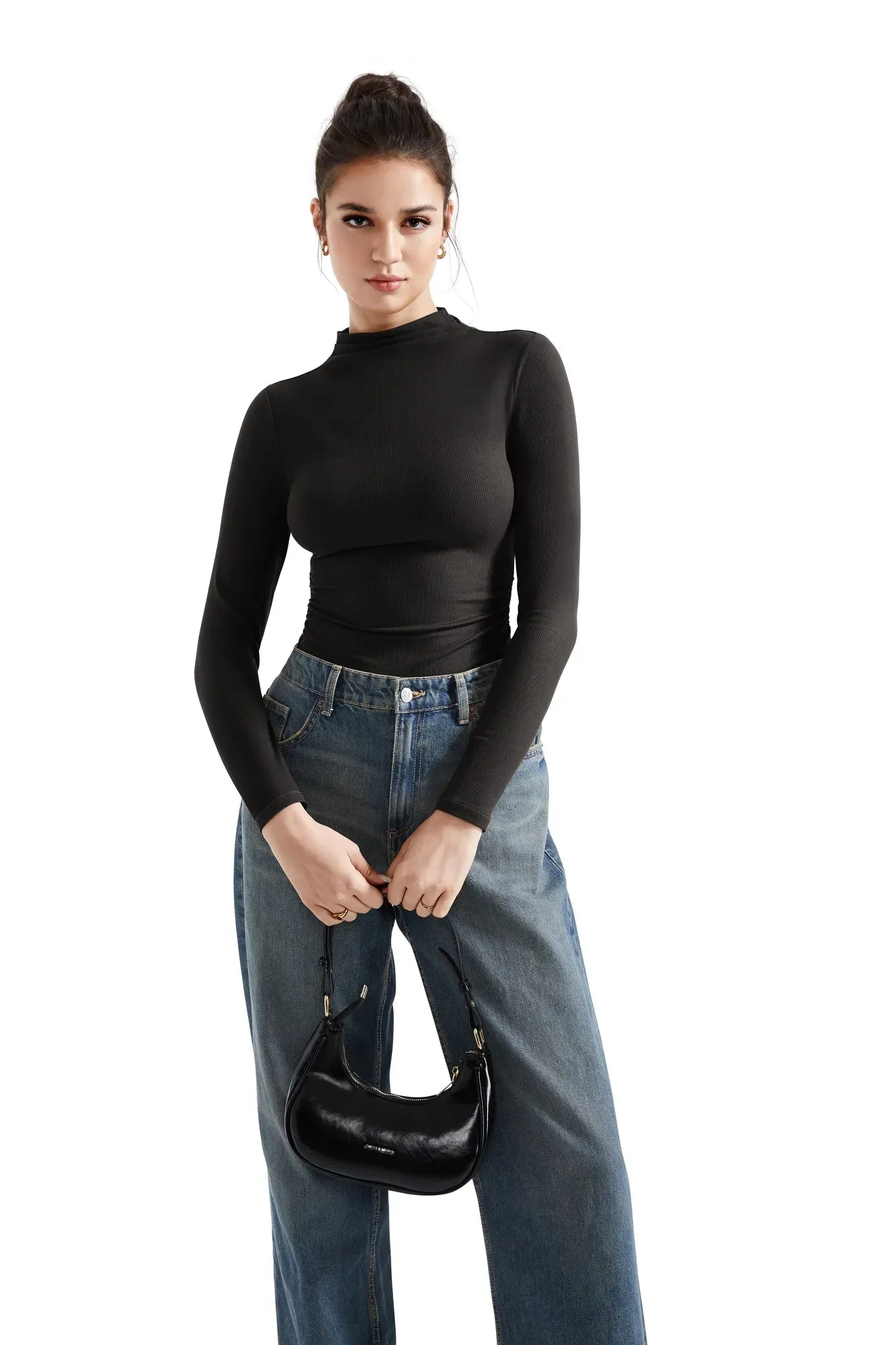 Ribbed Modal High Neck Shirt - Long Sleeve sold by Suuksess product image thumbnail 5