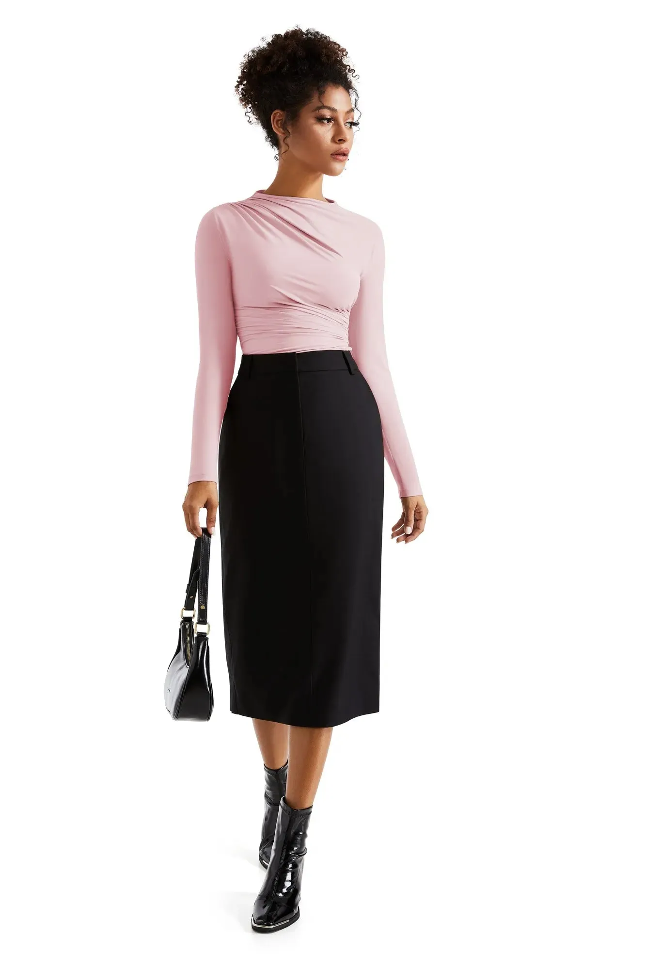 Buttery Soft Ruched Neck Shirt - Long Sleeve sold by Suuksess product image thumbnail 3