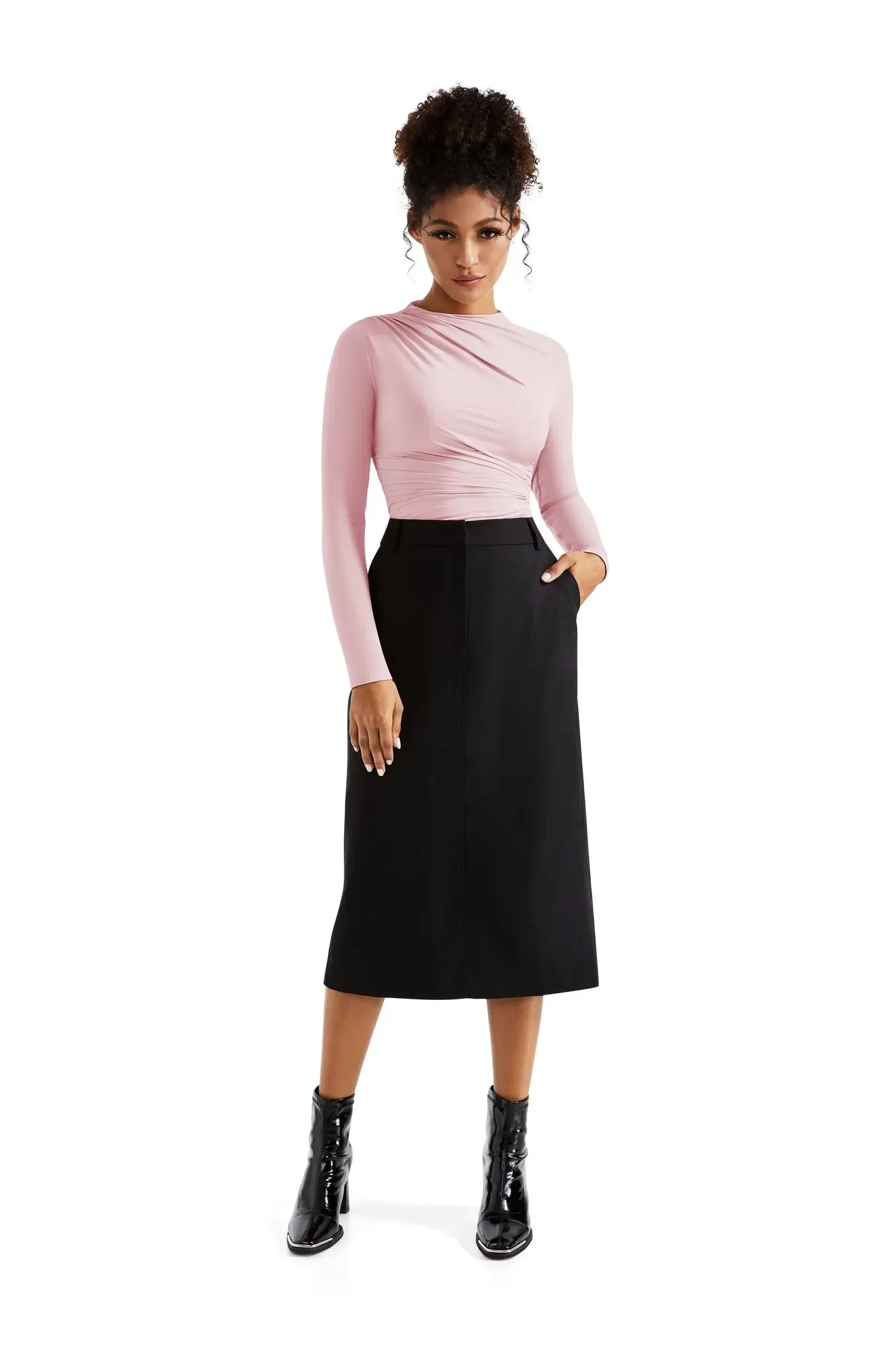 Buttery Soft Ruched Neck Shirt - Long Sleeve sold by Suuksess product image thumbnail 2