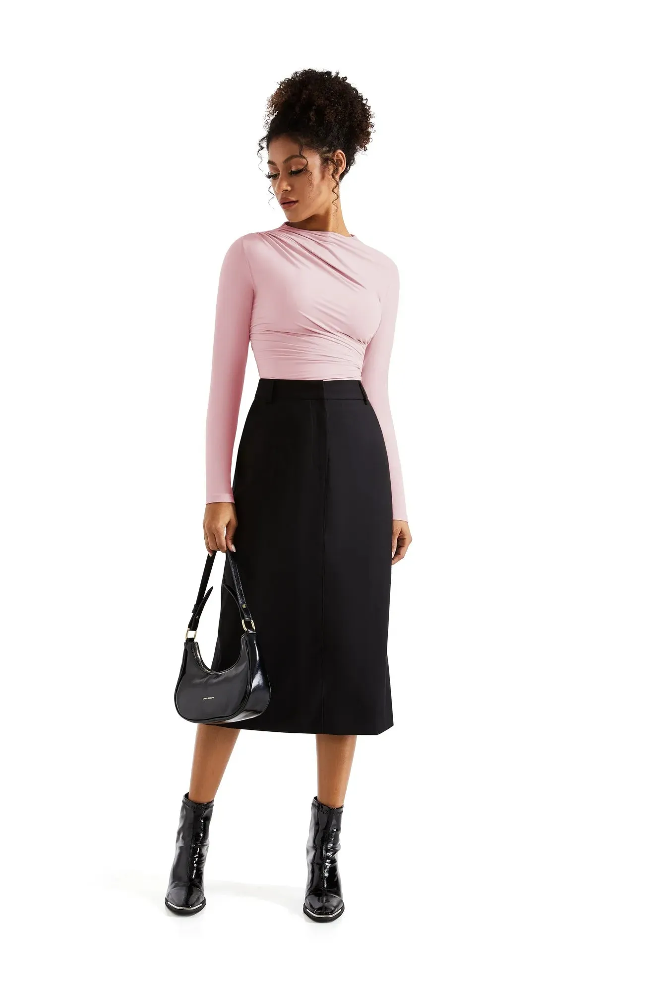 Buttery Soft Ruched Neck Shirt - Long Sleeve sold by Suuksess product image thumbnail 4