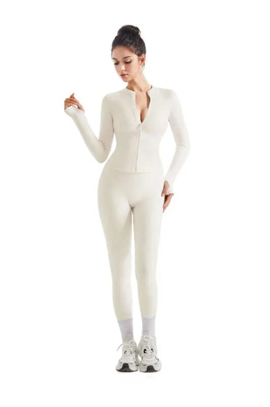 Seamless Ribbed Zip-Up Workout Set sold by Suuksess