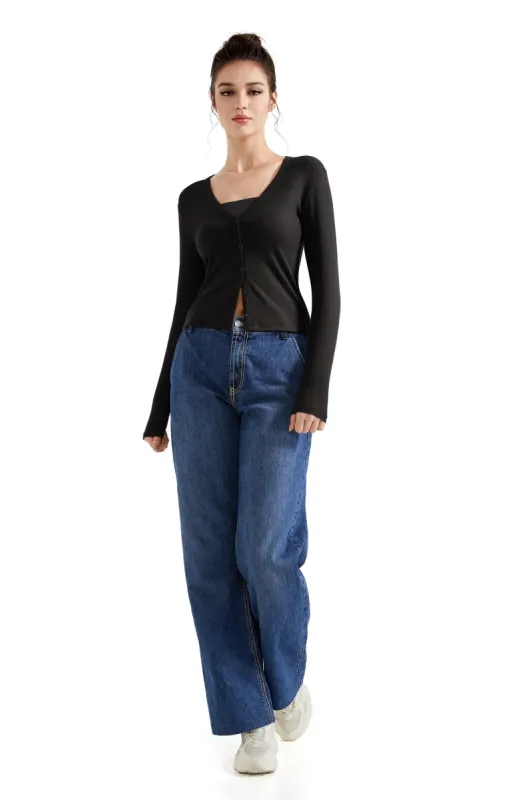 SUUKSESS Women Ribbed Lightweight Cardigan V Neck Button Up Long Sleeve Cropped Modal Tops sold by Suuksess