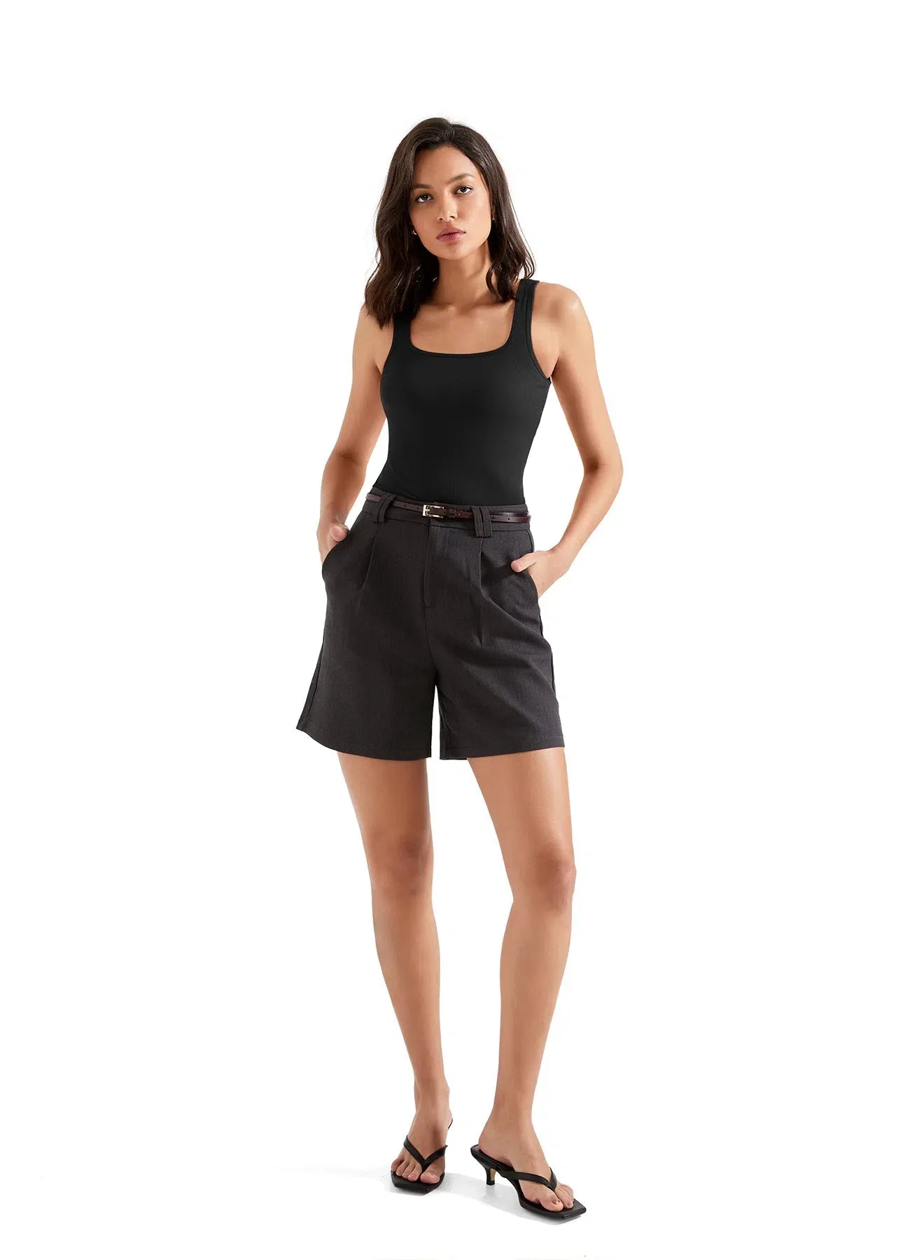 Cotton Ribbed Square Neck Tank Top sold by Suuksess product image thumbnail 2
