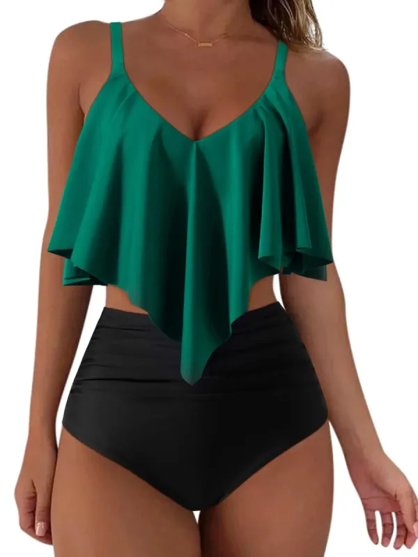 Flowery Ruffle Bathing Suit sold by Suuksess