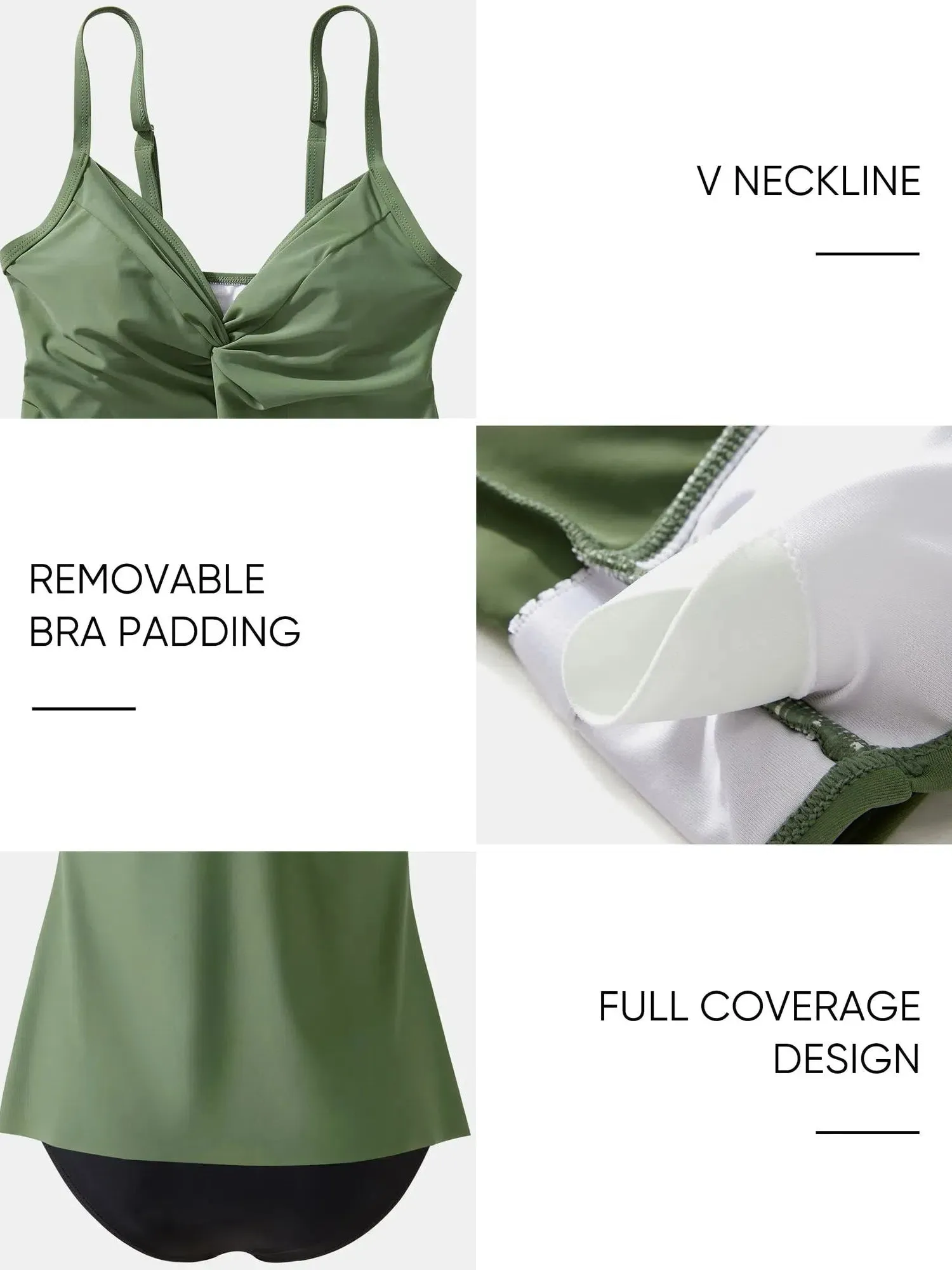 SUUKSESS Women's Tummy Control Tankini Swimsuits Push Up Knot Front Bathing Suit sold by Suuksess product image thumbnail 3