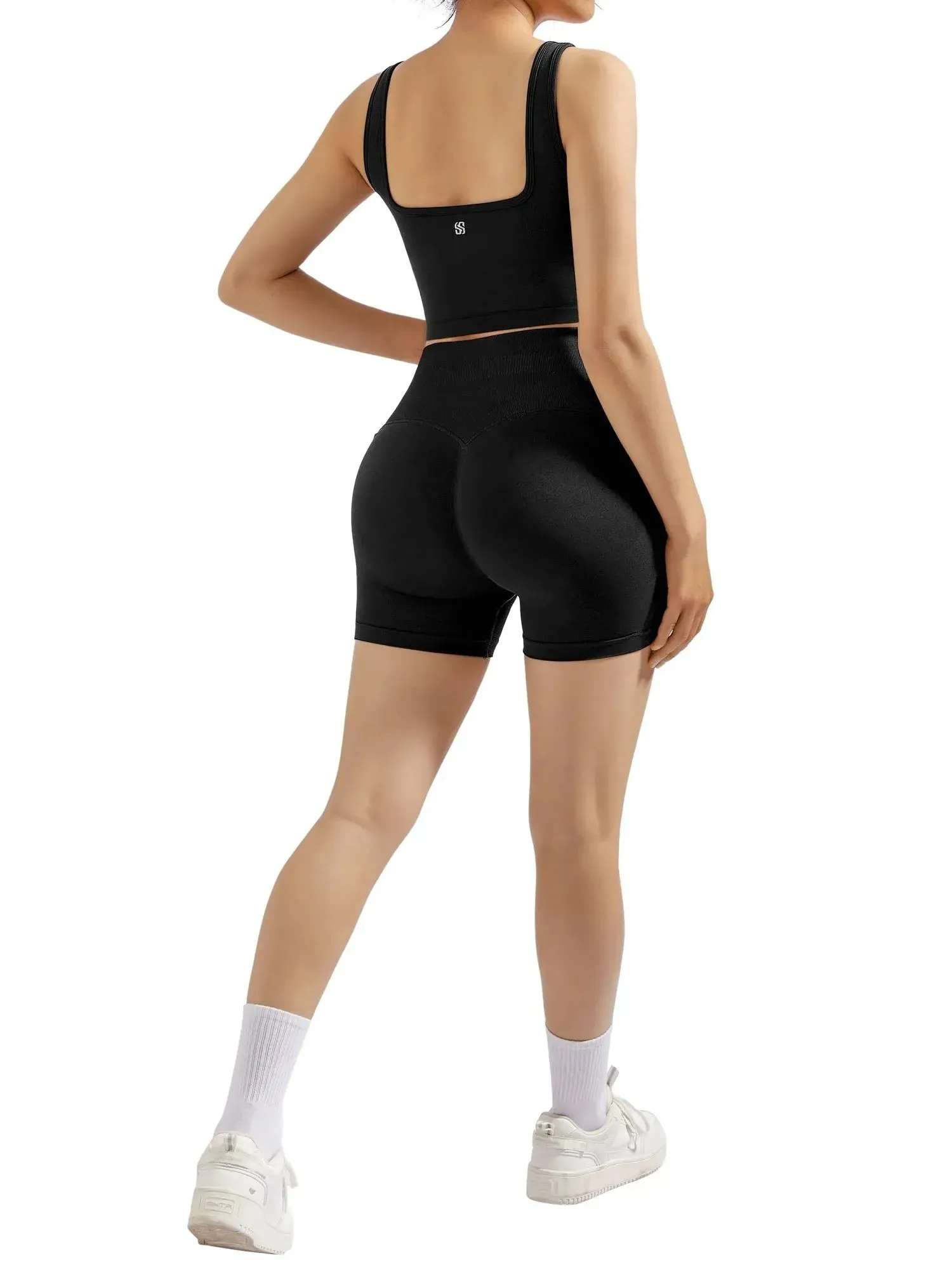 SUUKSESS Women 2 Piece Seamless Ribbed Workout Sets With Zip Up Jacket High Waisted Gym Yoga Leggings sold by Suuksess product image thumbnail 2